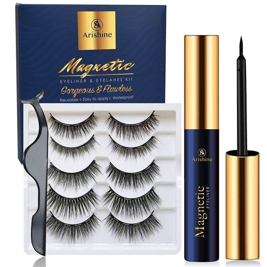 Wholesale Arishine Natural Look 5 Different Pairs of False Magnetic Eyelashes Kit with Applicator