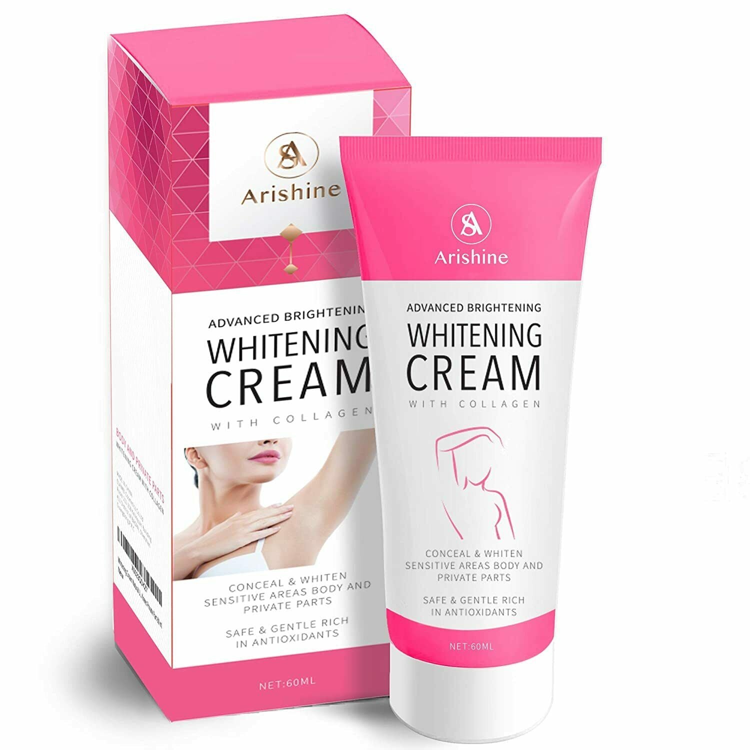 Arishine Advanced Brightening Whitening Cream with Collagen, 60ml (1.7 fl oz)
