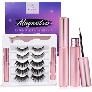 Magnetic Eyelashes with Applicator 5 Pairs Reusable Natural & Glam Lashes, Lightweight Magnetic Liner, Beginner-Friendly, No Glue Needed, Waterproof & Cruelty-Free